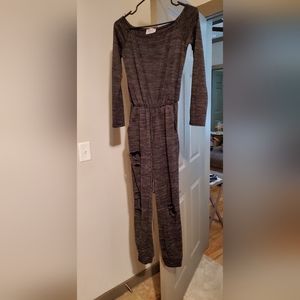 Black Distressed Jumpsuit/Medium